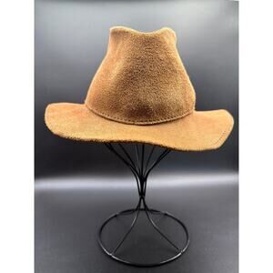 Vintage Brown Suede Outback Fedora Hat Western Boho Distressed Small
